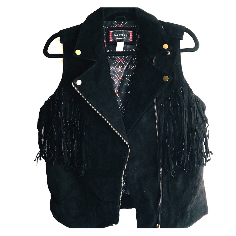 Hip leather Fringe biker vest 🖤